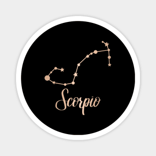 Scorpio Zodiac Constellation in Rose Gold - Black Magnet